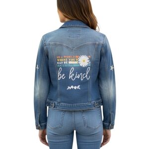 Be Kind Custom Upcycled Jean Jacket, Women's S